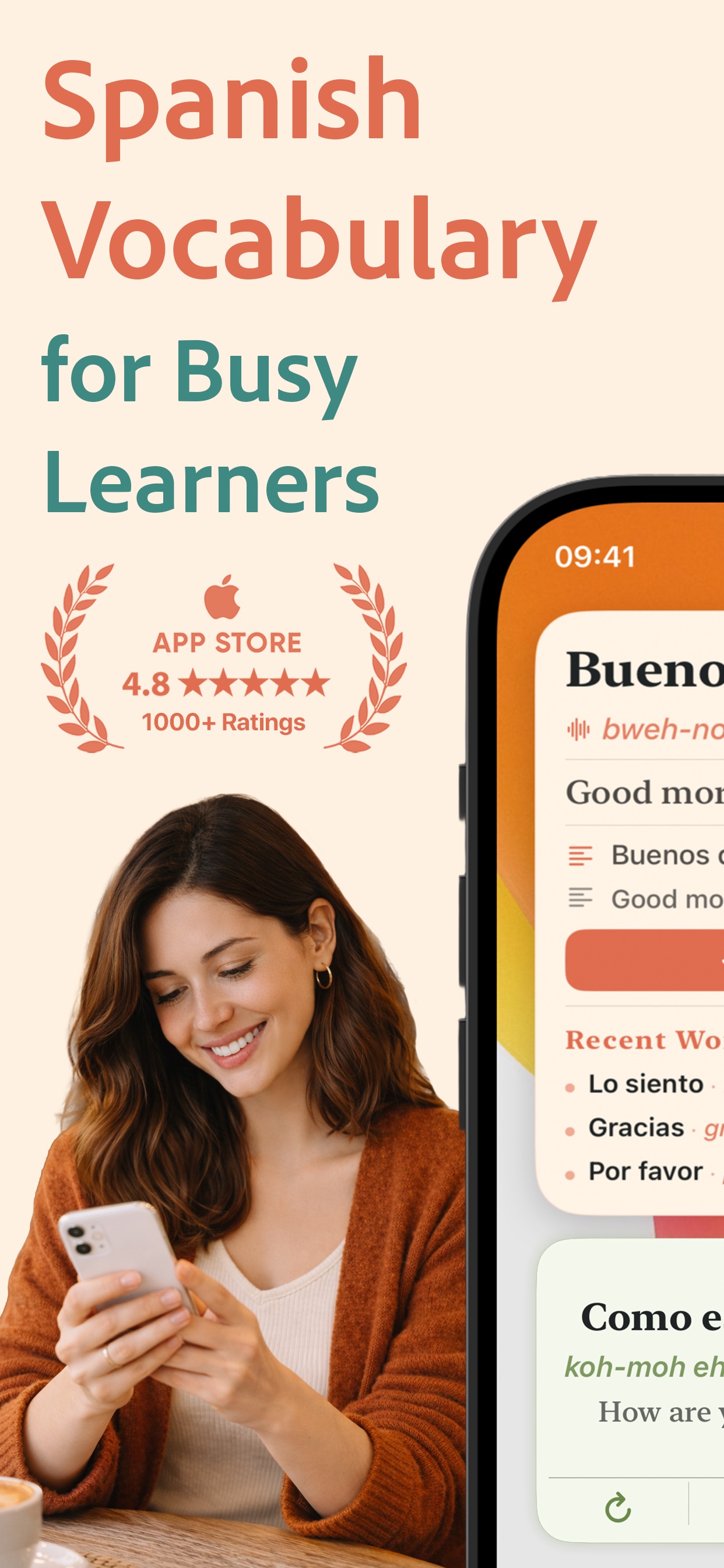 Vocabito app home screen widget showing Spanish word of the day